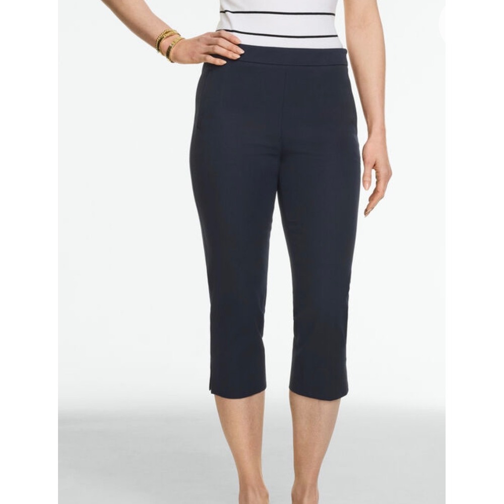 Talbots Cotton Bi-Stretch Capri Pants Navy Blue High Waist 6P New